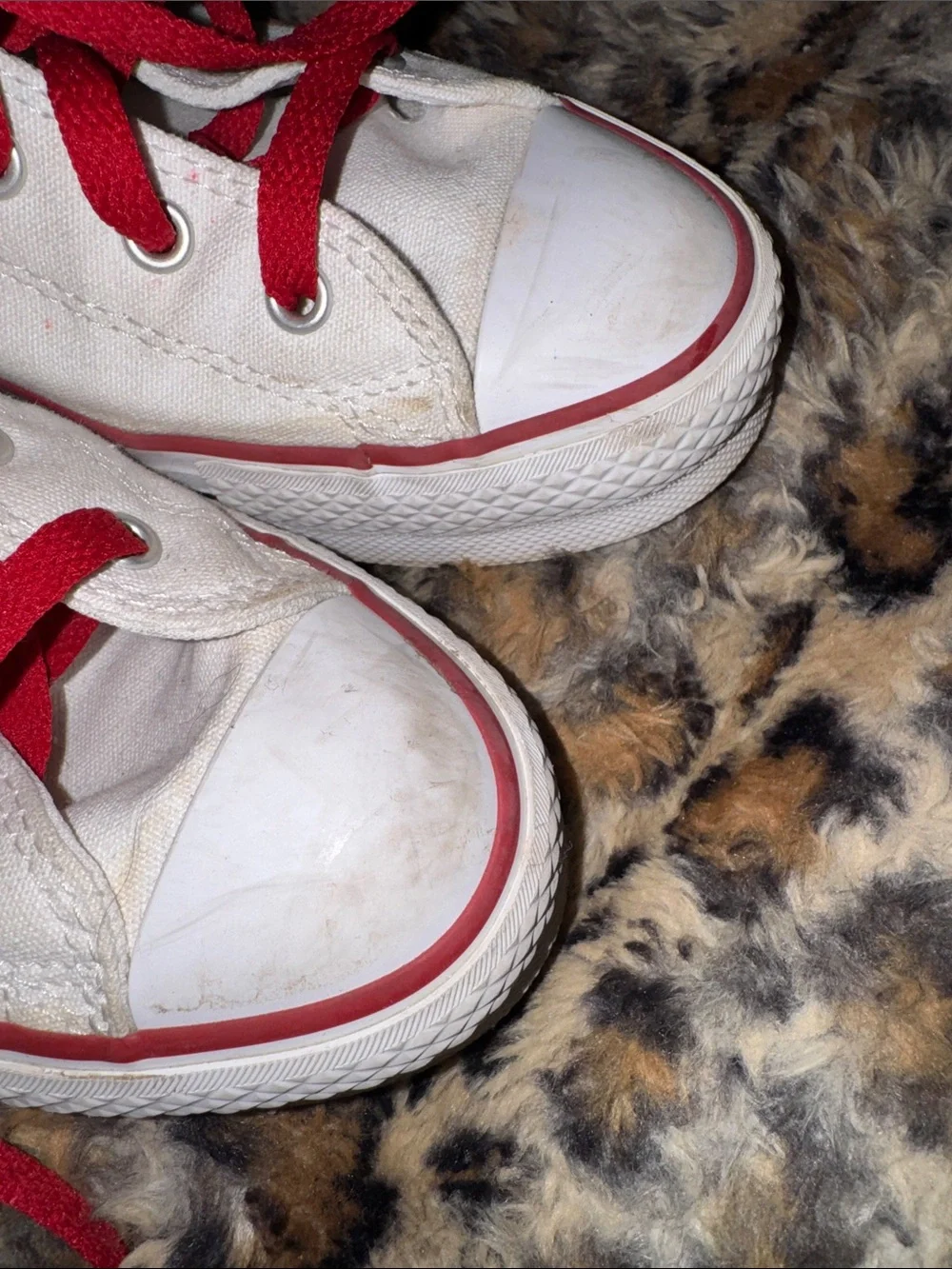 Converse White High-Top Sneakers with Red Laces
